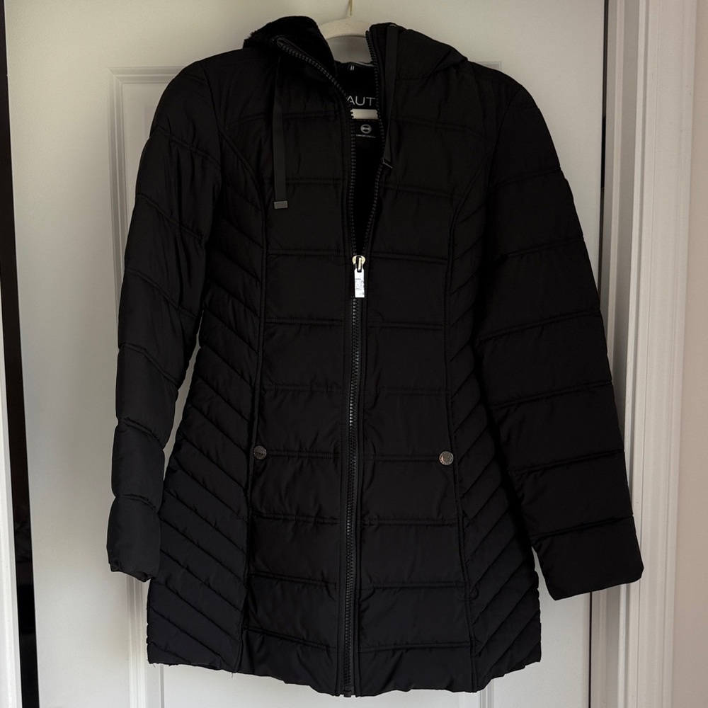 Nautica Women's Black Hooded Puffer Coat
